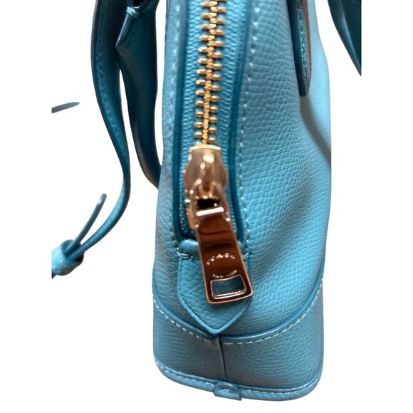 Coach Mini Turquoise Leather Crossbody Bag With Adjustable Strap & Zip Closure - Picture 8 of 11